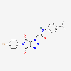 molecular formula C21H20BrN5O3 B2555337 2-(5-(4-bromophenyl)-4,6-dioxo-4,5,6,6a-tetrahydropyrrolo[3,4-d][1,2,3]triazol-1(3aH)-yl)-N-(4-isopropylphenyl)acetamide CAS No. 1052619-83-6