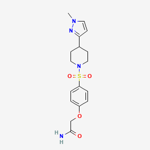 molecular formula C17H22N4O4S B2555339 2-(4-((4-(1-methyl-1H-pyrazol-3-yl)piperidin-1-yl)sulfonyl)phenoxy)acetamide CAS No. 2034556-13-1