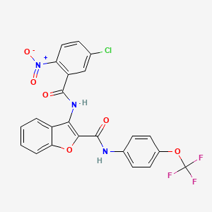 molecular formula C23H13ClF3N3O6 B2555345 3-(5-chloro-2-nitrobenzamido)-N-(4-(trifluoromethoxy)phenyl)benzofuran-2-carboxamide CAS No. 888458-47-7