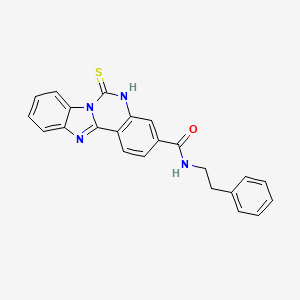 molecular formula C23H18N4OS B2555350 N-(2-phenylethyl)-6-thioxo-5,6-dihydrobenzimidazo[1,2-c]quinazoline-3-carboxamide CAS No. 440322-71-4