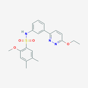 molecular formula C21H23N3O4S B2555358 N-[3-(6-ethoxypyridazin-3-yl)phenyl]-2-methoxy-4,5-dimethylbenzene-1-sulfonamide CAS No. 933210-23-2