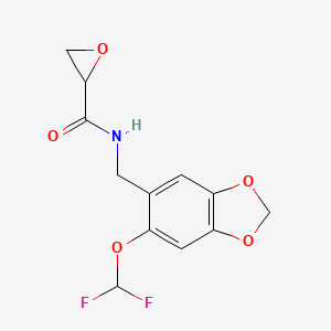 molecular formula C12H11F2NO5 B2555376 N-[[6-(Difluoromethoxy)-1,3-benzodioxol-5-yl]methyl]oxirane-2-carboxamide CAS No. 2411255-59-7