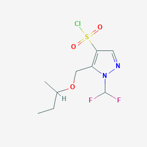 molecular formula C9H13ClF2N2O3S B2555377 5-(sec-butoxymethyl)-1-(difluoromethyl)-1H-pyrazole-4-sulfonyl chloride CAS No. 1856020-18-2