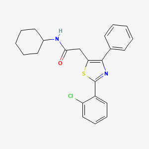 molecular formula C23H23ClN2OS B2555384 2-[2-(2-chlorophenyl)-4-phenyl-1,3-thiazol-5-yl]-N-cyclohexylacetamide CAS No. 338957-45-2