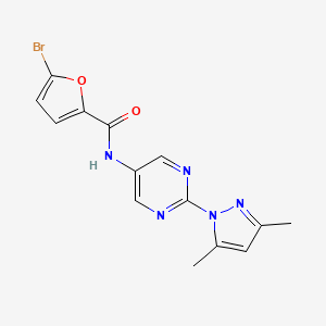 molecular formula C14H12BrN5O2 B2555385 5-bromo-N-(2-(3,5-dimethyl-1H-pyrazol-1-yl)pyrimidin-5-yl)furan-2-carboxamide CAS No. 1396806-93-1