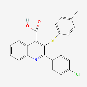 molecular formula C23H16ClNO2S B2555407 2-(4-Chlorophenyl)-3-[(4-methylphenyl)sulfanyl]-4-quinolinecarboxylic acid CAS No. 477867-85-9