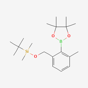 molecular formula C20H35BO3Si B2555412 2-[[(叔丁基二甲基甲硅烷基)氧基]甲基]-6-甲苯硼酸频哪醇酯 CAS No. 2304634-49-7