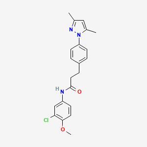 molecular formula C21H22ClN3O2 B2555416 N-(3-chloro-4-methoxyphenyl)-3-(4-(3,5-dimethyl-1H-pyrazol-1-yl)phenyl)propanamide CAS No. 2034451-53-9