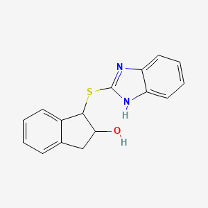 molecular formula C16H14N2OS B2555425 1-(1H-1,3-benzimidazol-2-ylsulfanyl)-2-indanol CAS No. 477887-00-6
