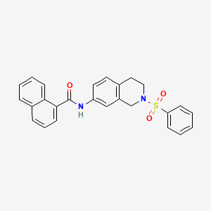 molecular formula C26H22N2O3S B2555429 N-(2-(phenylsulfonyl)-1,2,3,4-tetrahydroisoquinolin-7-yl)-1-naphthamide CAS No. 954613-36-6