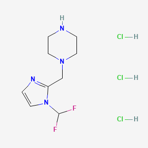 molecular formula C9H17Cl3F2N4 B2555430 1-{[1-(difluoromethyl)-1H-imidazol-2-yl]methyl}piperazine trihydrochloride CAS No. 1049726-54-6