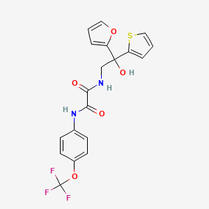 molecular formula C19H15F3N2O5S B2555431 N-[2-(furan-2-yl)-2-hydroxy-2-(thiophen-2-yl)ethyl]-N'-[4-(trifluoromethoxy)phenyl]ethanediamide CAS No. 1903666-97-6