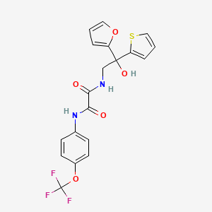 molecular formula C19H15F3N2O5S B2555431 N1-(2-(furan-2-yl)-2-hydroxy-2-(thiophen-2-yl)ethyl)-N2-(4-(trifluoromethoxy)phenyl)oxalamide CAS No. 1903666-97-6