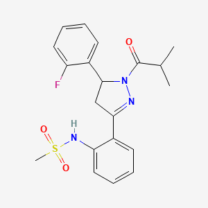molecular formula C20H22FN3O3S B2555432 N-(2-(5-(2-fluorophenyl)-1-isobutyryl-4,5-dihydro-1H-pyrazol-3-yl)phenyl)methanesulfonamide CAS No. 923249-89-2