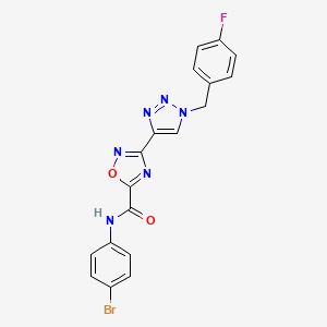 molecular formula C18H12BrFN6O2 B2555436 N-(4-bromophenyl)-3-{1-[(4-fluorophenyl)methyl]-1H-1,2,3-triazol-4-yl}-1,2,4-oxadiazole-5-carboxamide CAS No. 1251592-39-8