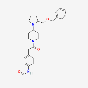 molecular formula C27H35N3O3 B2555440 N-(4-(2-(4-(2-((benzyloxy)methyl)pyrrolidin-1-yl)piperidin-1-yl)-2-oxoethyl)phenyl)acetamide CAS No. 2034354-11-3