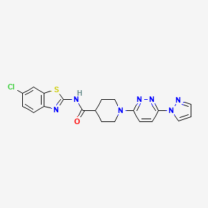 molecular formula C20H18ClN7OS B2555452 1-(6-(1H-pyrazol-1-yl)pyridazin-3-yl)-N-(6-chlorobenzo[d]thiazol-2-yl)piperidine-4-carboxamide CAS No. 1286719-04-7