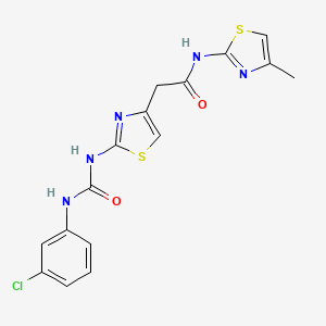 molecular formula C16H14ClN5O2S2 B2555453 2-(2-(3-(3-chlorophenyl)ureido)thiazol-4-yl)-N-(4-methylthiazol-2-yl)acetamide CAS No. 897621-46-4