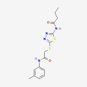 molecular formula C15H18N4O2S2 B2555457 N-(5-((2-氧代-2-(间甲苯胺)乙基)硫代)-1,3,4-噻二唑-2-基)丁酰胺 CAS No. 392291-91-7