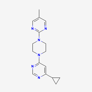 molecular formula C16H20N6 B2555459 4-Cyclopropyl-6-[4-(5-methylpyrimidin-2-yl)piperazin-1-yl]pyrimidine CAS No. 2380168-90-9