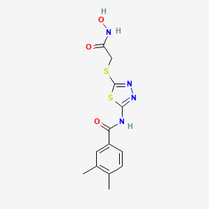 molecular formula C13H14N4O3S2 B2555470 N-(5-((2-(hydroxyamino)-2-oxoethyl)thio)-1,3,4-thiadiazol-2-yl)-3,4-dimethylbenzamide CAS No. 906157-59-3