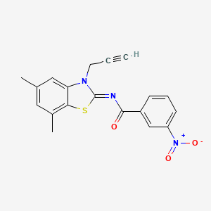 molecular formula C19H15N3O3S B2555481 N-[(2Z)-5,7-dimethyl-3-(prop-2-yn-1-yl)-2,3-dihydro-1,3-benzothiazol-2-ylidene]-3-nitrobenzamide CAS No. 868376-90-3