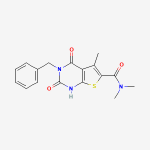 molecular formula C17H17N3O3S B2555484 3-benzyl-N,N,5-trimethyl-2,4-dioxo-1,2,3,4-tetrahydrothieno[2,3-d]pyrimidine-6-carboxamide CAS No. 1351789-37-1