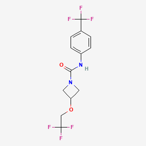molecular formula C13H12F6N2O2 B2555506 3-(2,2,2-三氟乙氧基)-N-(4-(三氟甲基)苯基)氮杂环丁烷-1-甲酰胺 CAS No. 2310160-62-2