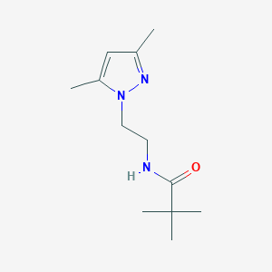 molecular formula C12H21N3O B2555517 N-(2-(3,5-dimethyl-1H-pyrazol-1-yl)ethyl)pivalamide CAS No. 1226446-29-2