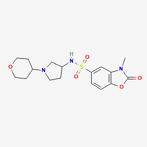 molecular formula C17H23N3O5S B2555521 3-Methyl-N-[1-(oxan-4-yl)pyrrolidin-3-yl]-2-oxo-1,3-benzoxazole-5-sulfonamide CAS No. 2415533-58-1