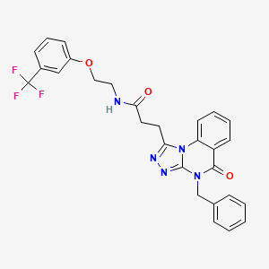 molecular formula C28H24F3N5O3 B2555522 3-(4-benzyl-5-oxo-4,5-dihydro-[1,2,4]triazolo[4,3-a]quinazolin-1-yl)-N-(2-(3-(trifluoromethyl)phenoxy)ethyl)propanamide CAS No. 895650-73-4