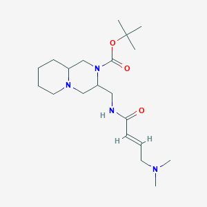 molecular formula C20H36N4O3 B2555541 Tert-butyl 3-[[[(E)-4-(dimethylamino)but-2-enoyl]amino]methyl]-1,3,4,6,7,8,9,9a-octahydropyrido[1,2-a]pyrazine-2-carboxylate CAS No. 2411337-81-8