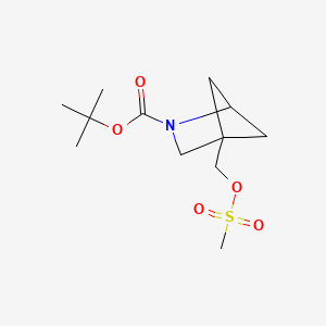 molecular formula C12H21NO5S B2555555 Tert-butyl 4-(methylsulfonyloxymethyl)-2-azabicyclo[2.1.1]hexane-2-carboxylate CAS No. 220598-36-7
