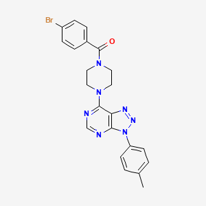 molecular formula C22H20BrN7O B2555559 (4-bromophenyl)(4-(3-(p-tolyl)-3H-[1,2,3]triazolo[4,5-d]pyrimidin-7-yl)piperazin-1-yl)methanone CAS No. 920178-53-6
