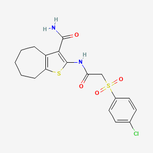 2-(2-((4-chlorophenyl)sulfonyl)acetamido)-5,6,7,8-tetrahydro-4H-cyclohepta[b]thiophene-3-carboxamide