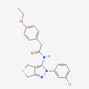 molecular formula C21H20ClN3O2S B2555573 N-[2-(3-chlorophenyl)-2H,4H,6H-thieno[3,4-c]pyrazol-3-yl]-2-(4-ethoxyphenyl)acetamide CAS No. 893936-02-2