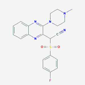 2-(4-Fluorophenyl)sulfonyl-2-[3-(4-methylpiperazin-1-yl)quinoxalin-2-yl]acetonitrile