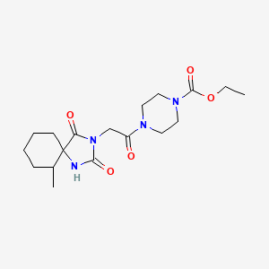 Ethyl 4-(2-(6-methyl-2,4-dioxo-1,3-diazaspiro[4.5]decan-3-yl)acetyl)piperazine-1-carboxylate
