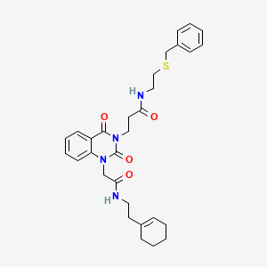 molecular formula C30H36N4O4S B2555638 N-(2-(benzylthio)ethyl)-3-(1-(2-((2-(cyclohex-1-en-1-yl)ethyl)amino)-2-oxoethyl)-2,4-dioxo-1,2-dihydroquinazolin-3(4H)-yl)propanamide CAS No. 899787-54-3
