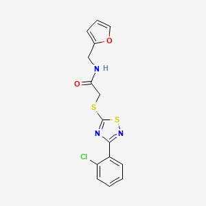 molecular formula C15H12ClN3O2S2 B2555639 2-{[3-(2-chlorophenyl)-1,2,4-thiadiazol-5-yl]thio}-N-(2-furylmethyl)acetamide CAS No. 864919-50-6