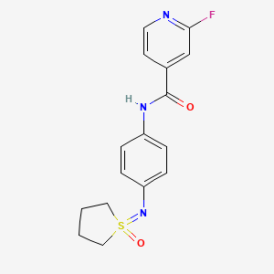 molecular formula C16H16FN3O2S B2555644 2-Fluoro-N-[4-[(1-oxothiolan-1-ylidene)amino]phenyl]pyridine-4-carboxamide CAS No. 2411314-54-8