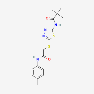 molecular formula C16H20N4O2S2 B2555646 N-(5-((2-oxo-2-(p-tolylamino)ethyl)thio)-1,3,4-thiadiazol-2-yl)pivalamide CAS No. 392291-23-5