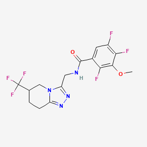 molecular formula C16H14F6N4O2 B2555650 2,4,5-trifluoro-3-methoxy-N-((6-(trifluoromethyl)-5,6,7,8-tetrahydro-[1,2,4]triazolo[4,3-a]pyridin-3-yl)methyl)benzamide CAS No. 2034519-95-2