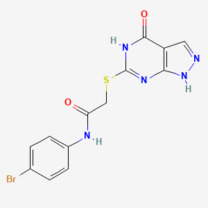 molecular formula C13H10BrN5O2S B2555652 N-(4-bromophenyl)-2-({4-oxo-1H,4H,5H-pyrazolo[3,4-d]pyrimidin-6-yl}sulfanyl)acetamide CAS No. 877630-65-4