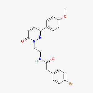 molecular formula C21H20BrN3O3 B2555667 2-(4-bromophenyl)-N-(2-(3-(4-methoxyphenyl)-6-oxopyridazin-1(6H)-yl)ethyl)acetamide CAS No. 921574-11-0