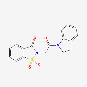 molecular formula C17H14N2O4S B2555675 2-[2-(2,3-dihydro-1H-indol-1-yl)-2-oxoethyl]-1,2-benzisothiazol-3(2H)-one 1,1-dioxide CAS No. 380570-14-9