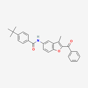 molecular formula C27H25NO3 B2555680 N-(2-benzoyl-3-methyl-1-benzofuran-5-yl)-4-tert-butylbenzamide CAS No. 923122-60-5