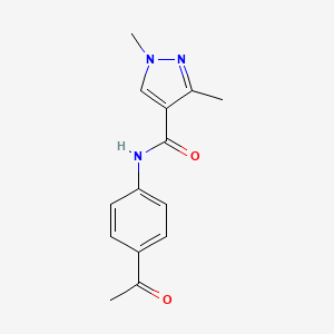 molecular formula C14H15N3O2 B2555684 N-(4-acetylphenyl)-1,3-dimethyl-1H-pyrazole-4-carboxamide CAS No. 1052632-20-8