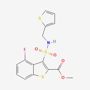 molecular formula C15H12FNO4S3 B2555703 methyl 4-fluoro-3-{[(thiophen-2-yl)methyl]sulfamoyl}-1-benzothiophene-2-carboxylate CAS No. 941893-19-2