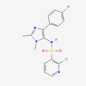 molecular formula C16H14BrClN4O2S B2555721 N-[4-(4-bromophenyl)-1,2-dimethyl-1H-imidazol-5-yl]-2-chloropyridine-3-sulfonamide CAS No. 1376076-21-9